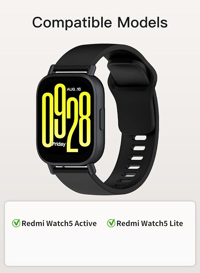 Wffo 3 Pcs Silicone Strap Compatible with Redmi Watch 5 Active/Redmi Watch 5 Lite - Soft Silicone Breathable Strap Sport Band for Men Women (Relaxed Blue/Coconut Gray/Black) - Image 2